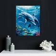 thumbnail image 4 of JEUXUS 3D Home Wall Art Decor Lenticular Pictures, Dolphin Collection Holographic Flipping Images, 16x20 inches Animal Poster Painting, Without Frame, Dolphin Mother & Baby, 4 of 4