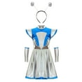 thumbnail image 1 of Jizyo Tenue Alien pour Filles Robe en Tulle Espace avec Manches et Cerceau Ensemble Masque Fête Argent 8, 1 of 7