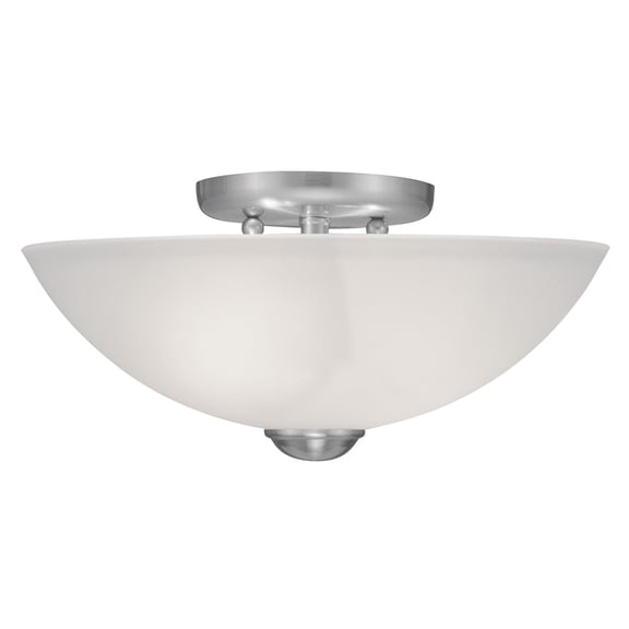 2 Light Brushed Nickel Ceiling Light fixture with Satin Glass Shade