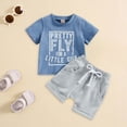 thumbnail image 2 of Kaprioy Boys Summer Outfits Short Sleeve Letter PRETTY FLY FOA A LITTLE GUY Print T Shirt Top Casual Shorts Set Toddler Baby Boy Summer Clothes 6 12 18 24 Month 2T 3T, 2 of 6