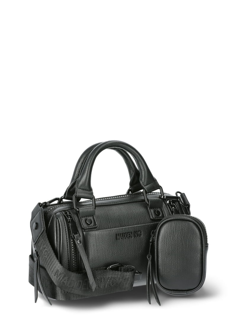 Madden NYC Women's Multi Zipper Barrel Bag, Black - Walmart.com