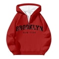 thumbnail image 3 of MHFRRA Sudadera con Capucha y Cremallera de Un Cuarto con Estampado de Letras, Cómoda y Casual, con Capucha y Cremallera Completa Interior Suave para Uso Diario y Actividades Al Aire Libre Rojo, 3 of 3