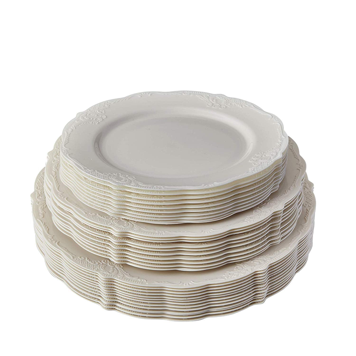 Vintage - Cream, 9 20 Cake Plates DISPOSABLE DINNERWARE SET Vintage - Cream, 9 20 Cake Plates DISPOSABLE DINNERWARE SET