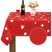 Valentine's Day Tablecloth Rectangle 60 x 84 Inch,Waterproof Spill Proof Wrinkle Resistant Table Cover for Anniversary Wedding Party Holiday Kitchen Dining Room Decoration