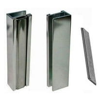 Brushed Shower Door U-Channel with Metal Strike and Magnet - Set