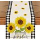thumbnail image 1 of Camino de mesa de verano con diseño de girasol y cuadros de búfalo, decoración de mesa de comedor de primavera para cocina y fiestas en casa (1 unidad), 1 of 7