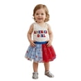 thumbnail image 3 of BemeyourBBs Kids Toddler Baby Girls 4th of July Outfit Baby Girl Independent Day Summer Clothes Fourth of July American Girl Letter Embroidery Sleeveless Tank Tops Star Print Tulle Tutu Skirt Set, 3 of 9