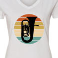 thumbnail image 4 of Inktastic Tuba Music Retro Sunset Silhouette Women's V-Neck T-Shirt, 4 of 5
