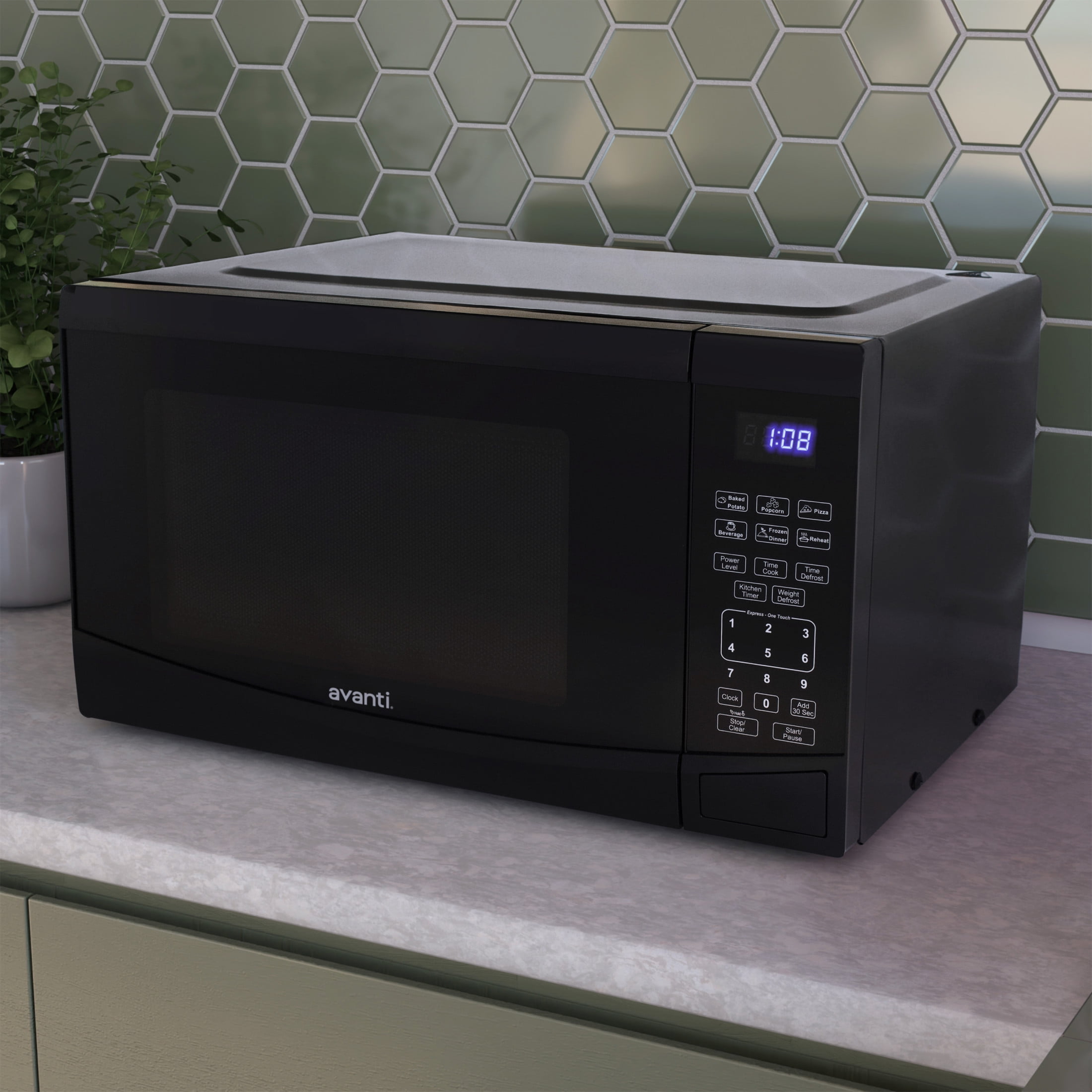 Avanti Countertop Microwave Oven, 0.9 cu. ft., in Black (MT09V1B)