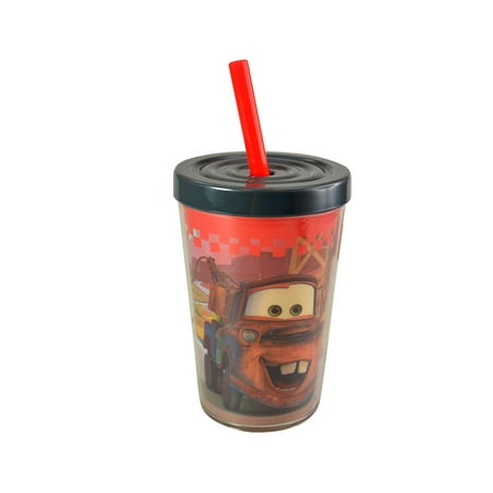 Novelty Character Drinkware Collectibles Zak Designs Disney Pixar Cars 13oz Red Insulated Tumbler Cup with Straw