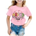 thumbnail image 1 of PMVFHDE Hauts Tendance pour Fille 2025 Hauts d'Été T-Shirts Graphiques Hauts d'Été pour Filles T-Shirt Graphique à Manches Courtes Col Rond Lumineux et Confortable pour Garçons et Filles 11 Rose, 6-7 Ans, 1 of 4