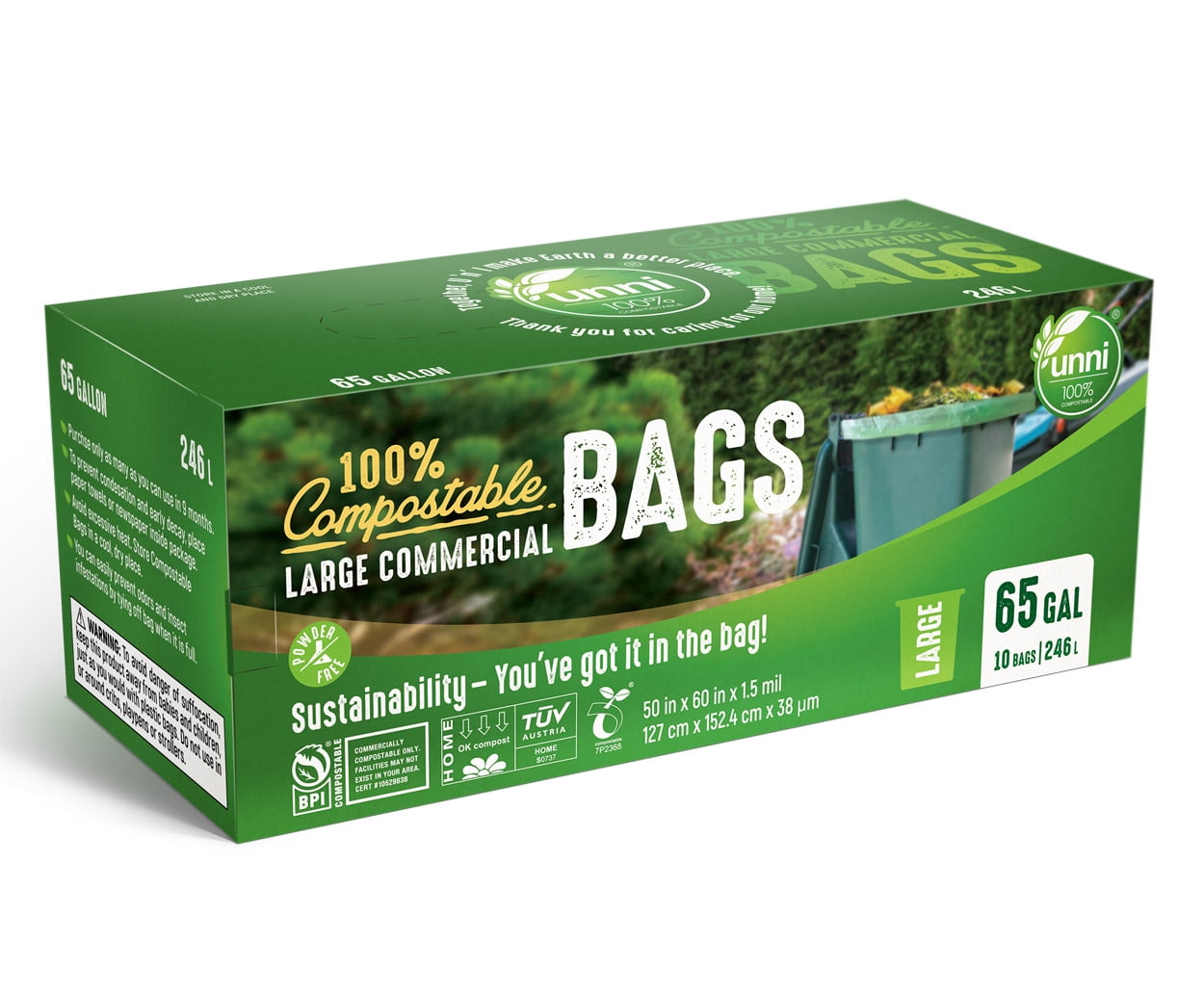 Buy UNNI ASTM D6400 100% Compostable Trash Bags, 3 Gallon, 11.35