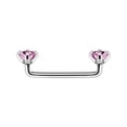 thumbnail image 1 of LionGothic 316L Surgical Steel 14G Internally Threaded Staple Surface Barbell with Prong Setting CZ, 1 of 12