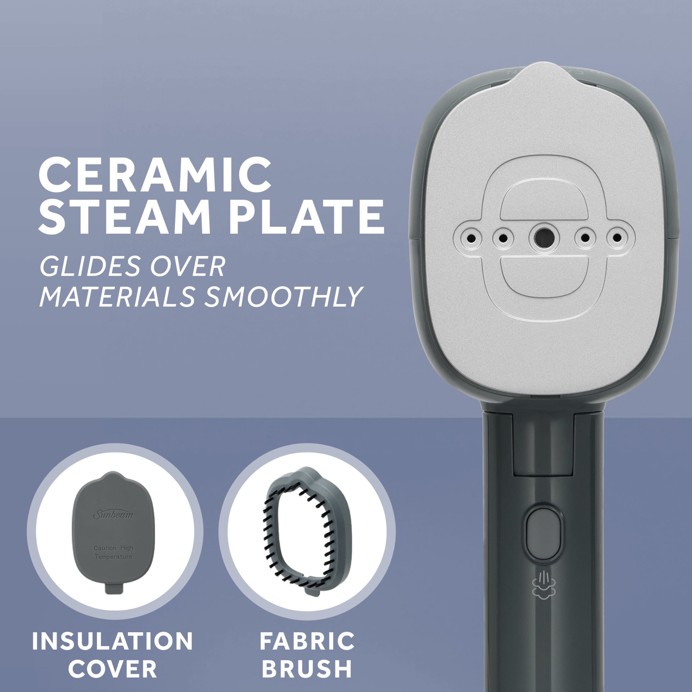 Sunbeam ReviveSystem 3-in-1 Garment Steamer, Iron, and Fabric Shaver with Ceramic Soleplate, Grey