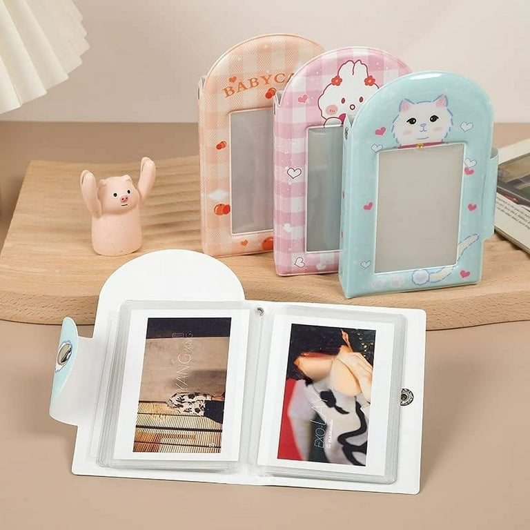 CUJMH Mini Photo Album 40 Pockets, 3 Inch Kpop Photocard Holder Book Small  Photocard Binder Photo Card Binder Window Hollow Picture Album for Photo