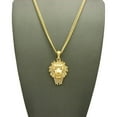 thumbnail image 2 of Stone Stud Mane Lion Head pendant w/3mm 24" Cuban Chain Necklace, Gold-Tone, 2 of 4