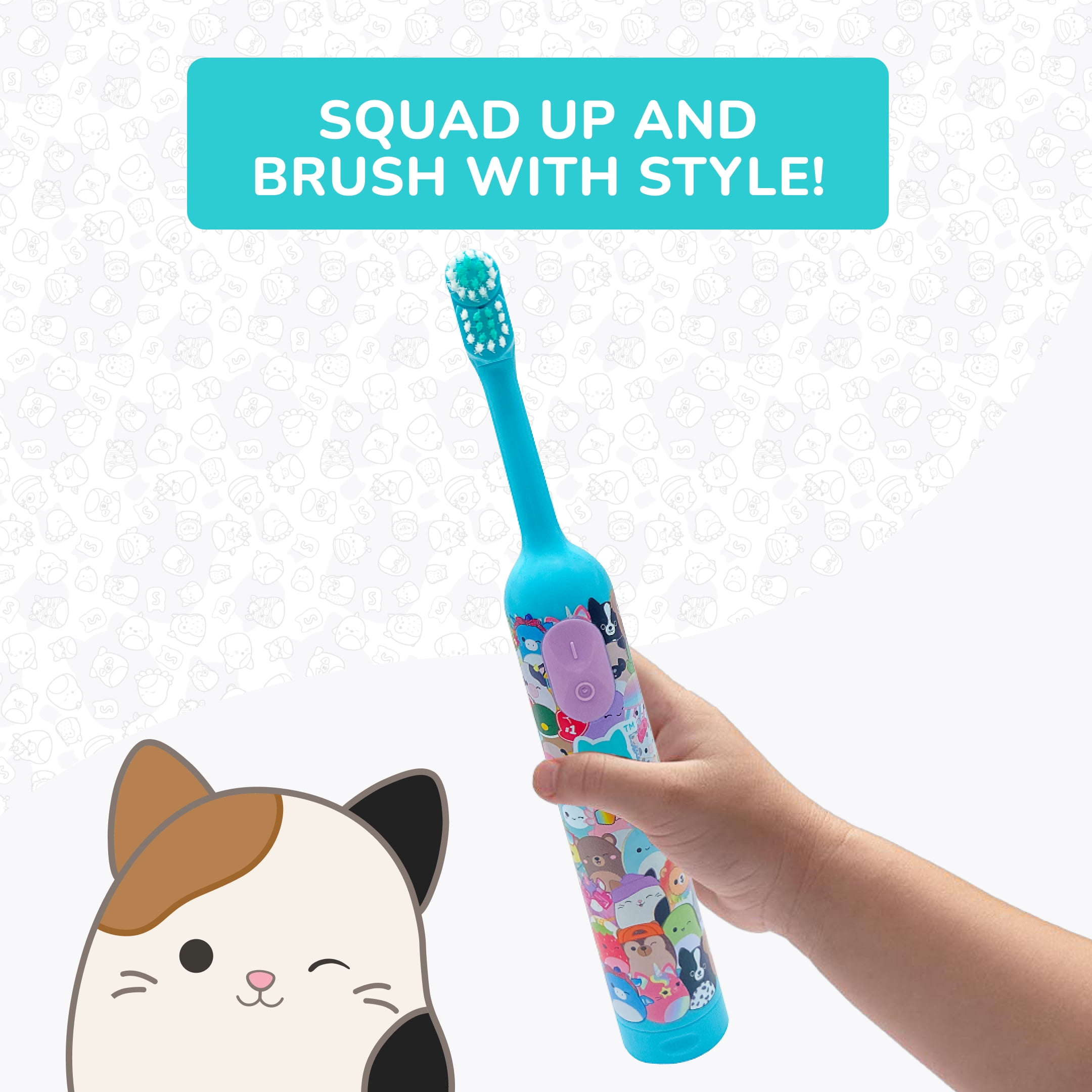 Equate Kids Squishmallows Oscillating Battery-Powered Electric Toothbrush, Soft, Blue