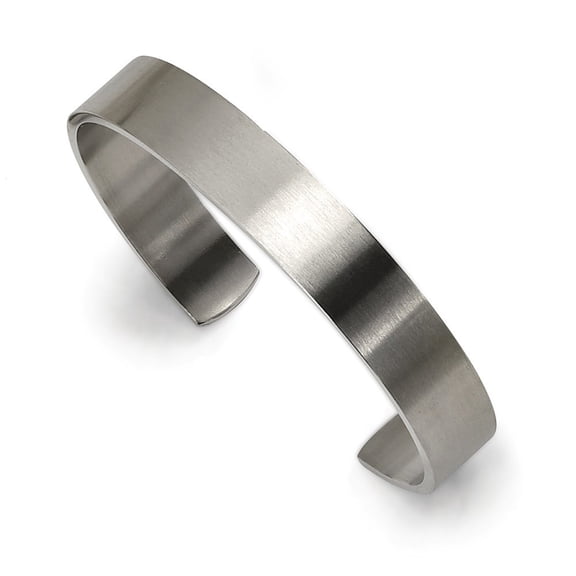 Stainless Steel Brushed Cuff Bangle Bracelet - Measures 12mm Wide