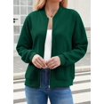 thumbnail image 4 of Women'S Zip Up Cardigan Sweater Hoodies Long Sleeve Jacket Outfits Crewneck Casual Coat Dark Green S, 4 of 8