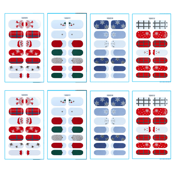 Christmas Nail Wraps， Nail Cute Gel Nail Stickers Self Adhesive Manicure