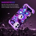 thumbnail image 6 of CASEFIV for iPhone 11 Case,Shiny in The Dark Three Layer Heavy Duty Shockproof Protection Hard Plastic Bumper +Soft Silicone Rubber Protective Case 6.1 inch,Purple Butterfly, 6 of 8