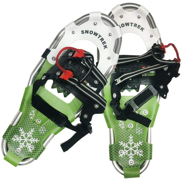 SNOWTREK Aluminum Snowshoes with Carrying Bag - One Pull Adjustable Harness