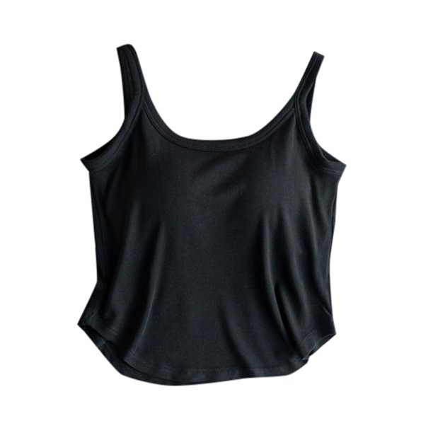 Camiseta interior de color liso con relleno en el pecho para mujer: camiseta sin mangas adelgazante 80 % algodón y spandex para deporte y ropa exterior.
