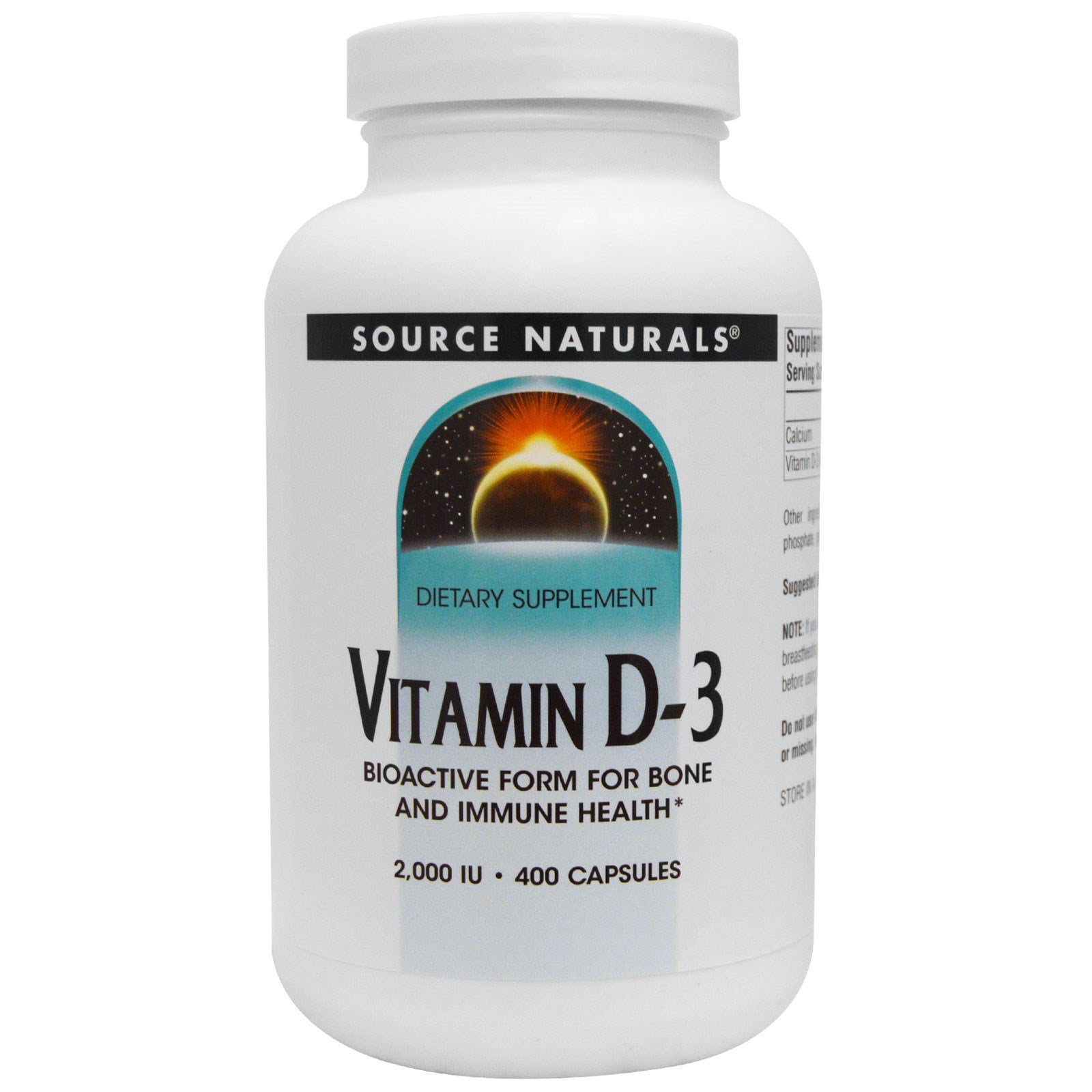 Vitamin D-3 2000 IU Source Naturals, Inc. 400 Caps