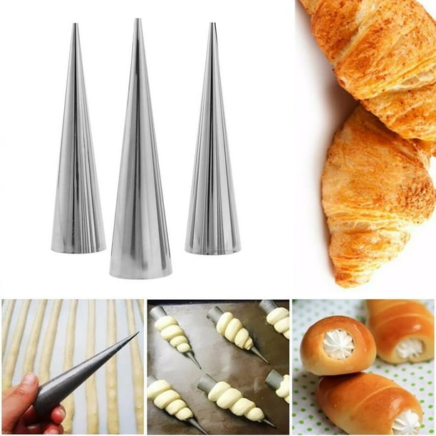 Máquina Para Hacer Pan 5 piezas de conos de bricolaje de acero inoxidable en espiral horneados croissants tubos molde de pastelería (L) Sywqhk Libre de BPA