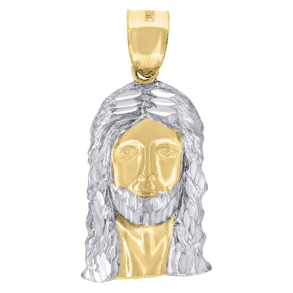 10kt Real Two-Tone Gold Mens Jesus Religious Charm Pendant