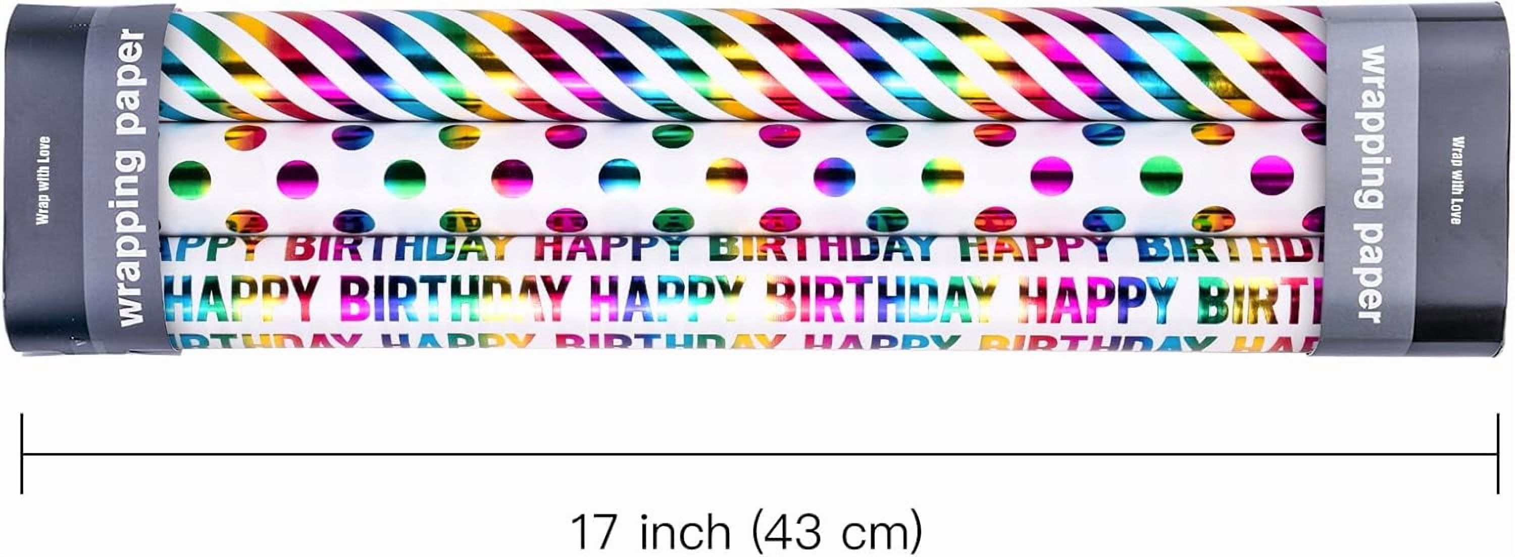 RICHTOP Birthday Wrapping Paper - 3 Rolls 17in x 120in photo 8