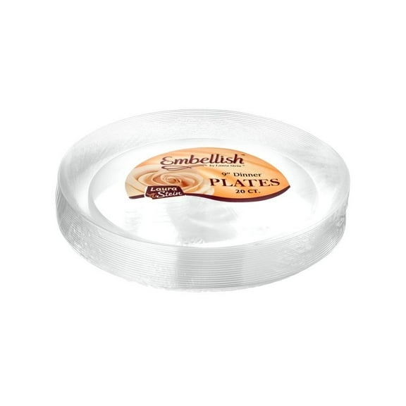 Embellish 9" Clear Plastic Scroll Plates *Case of 120*