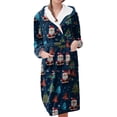 thumbnail image 1 of Women's Fleece Plush Robe Long Warm Plush Bathrobe Loungewear Jacket Printed Comfort Robe, 1 of 5