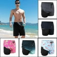 thumbnail image 3 of Double Layer Swimming Trunks Breathable Skin-Friendly Board Shorts for Male, 3 of 5