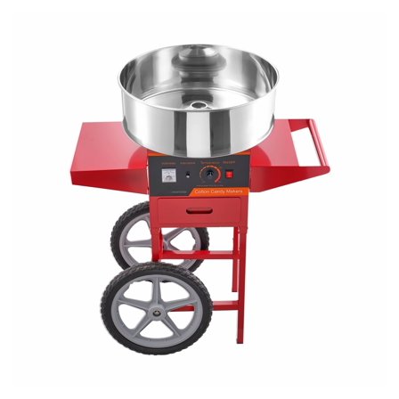 Cotton Candy Machine Commercial, 1000W Electric Candy Floss Maker with Cart & Bowl - Red, for Parties, Events, Kids - Includes Scoop & Drawer