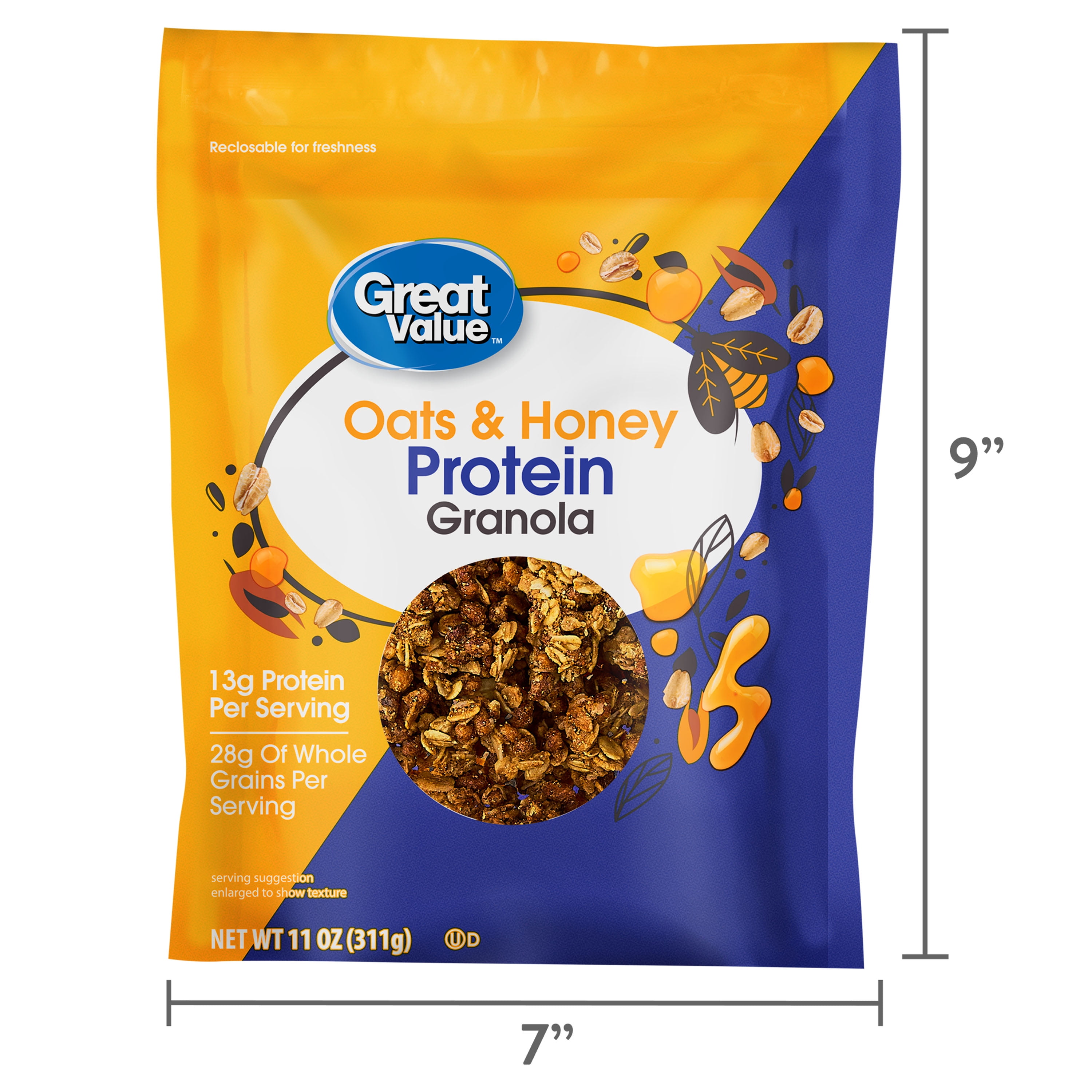 Great Value Oats and Honey Protein Granola, 11 oz