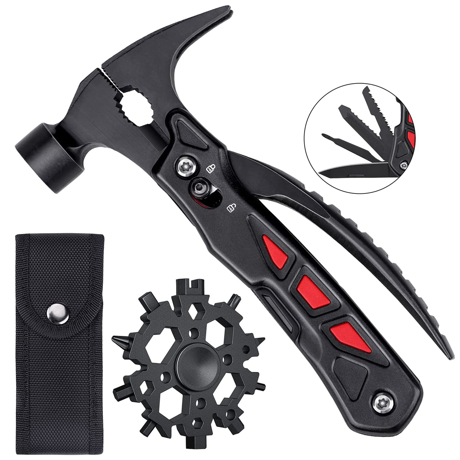 Camping Hammer Multitool for Men Dad Husband, 12 In 1 Mini Multitool