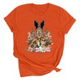 thumbnail image 4 of UPPADA Femmes Heureux Easter T-Shirt Bunny Lapin Graphique T-Shirt Manche Courte Drôle Lettres Imprimées Chemises Manche Courte Col Rond Tuniques Hauts Orange,P, 4 of 5