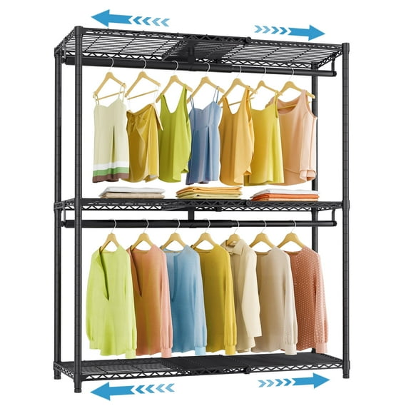 VIPEK X1 Plus Expandable Reach-in Closet Adjustable from 2'8" to 4'6" with Adjustable Shelves and Hanger Rods Clothes Rack Portable Walk-in Closet,Black