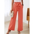 thumbnail image 5 of Women'S Wide Leg Lounge Pants with Pockets High Waisted Adjustable Tie Knot Loose Trousers Orange XL, 5 of 7