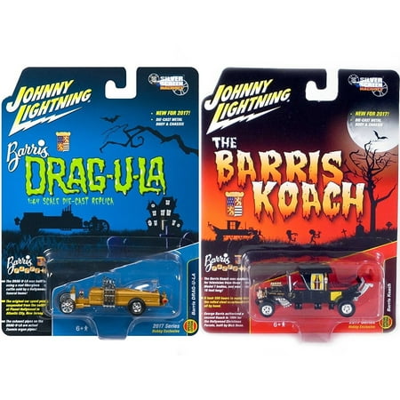 Hot Rod Hobby - Munsters Double Feature Koach Car George Barris Hobby Exclusive Model 2017 & Silver Screens Munsters Barris Drag-u-la Hot Rod Creepy Set Limited Edition 2-Pack Johnny Lightning