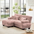 thumbnail image 3 of Modern Velvet 2-Seater Couch with 2 Lumbar & 2 Throw Pillows, Convertible Ottoman, 3 of 19