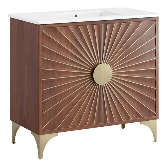 Modway Daylight 36" Bathroom Vanity in White Walnut