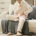 thumbnail image 7 of Winter Flannel Pajama Sets for Women Cute Bunny Ear Long Sleeve Hooded Tops Nightwear and Pants Loungewear Soft Pjs Set Womens Clothes, 7 of 7