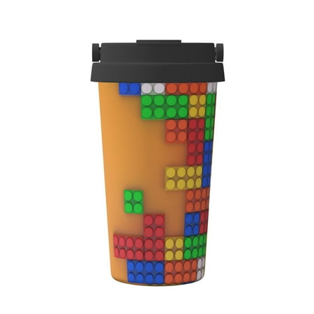 

Junzan Colorful Building Blocks A for Stainless Steel Vacuum Insulated Tumbler - Reusable Insulated Cold Brew Iced Coffee Cup Thermos -Gifts for Women Men Him Her