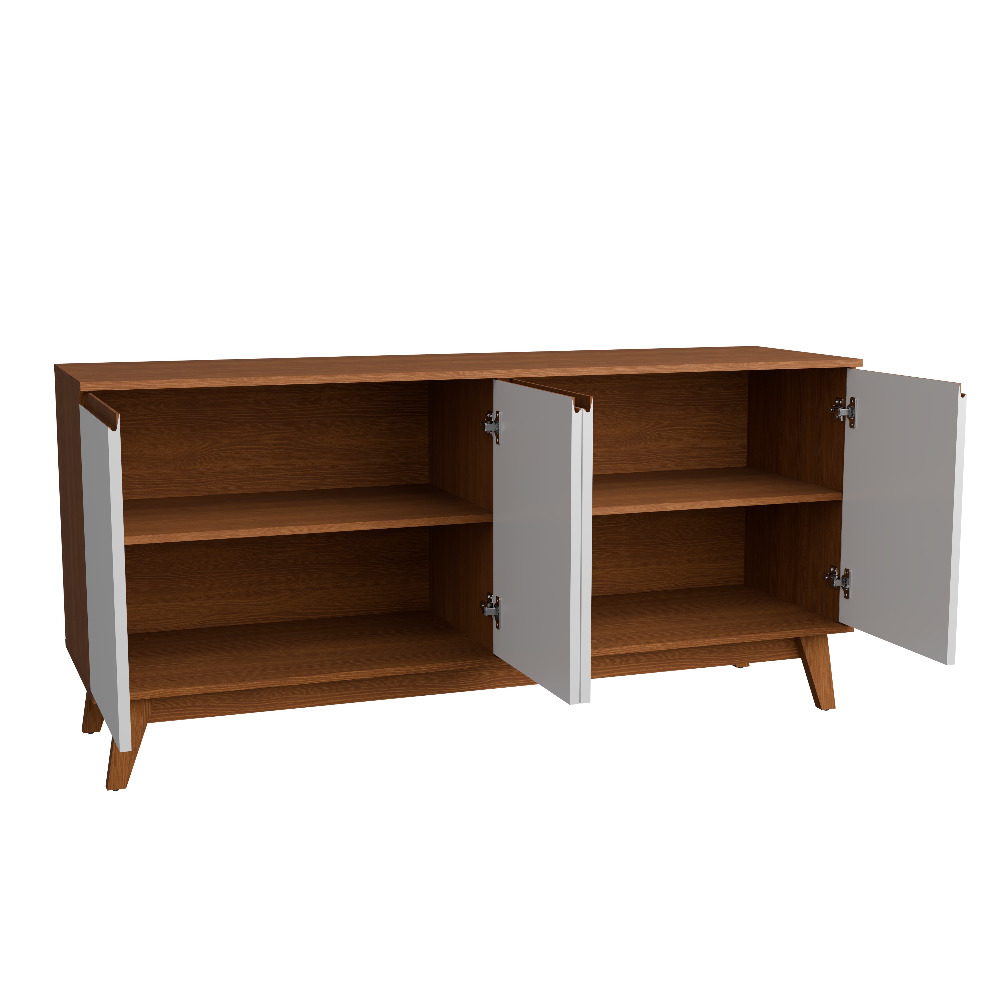 Kappesberg Tokyo 4-Door Sideboard with Soft-Close Doors and 2-Shelves, Golden Oak/White Finish