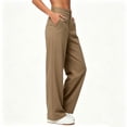 thumbnail image 5 of YUGYXL Women's High Waisted Wide Leg Dressy Pants Business Work Trousers, Flat Front Waist, Side Pockets Khaki Pants, 5 of 6