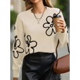 thumbnail image 5 of Women'S Off Shoulder Cable Knit Sweaters in Fall Pullover Cute Flower Crew Neck Long Sleeve Trendy Sweater Apricot Color M, 5 of 10