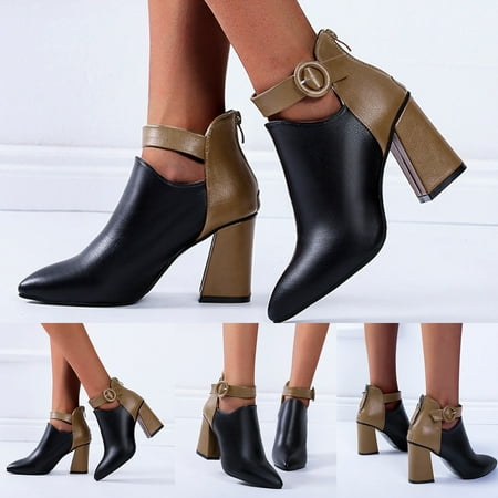 

Sanbonepd Ankle Boots Boots Fashion Heels Women S High Pointed Breathable Shoes Short Retro Women S Boots