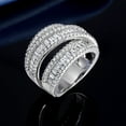 thumbnail image 5 of GEMSME Eternity Ring Wedding Bands,18K Gold Plated 3 Rows Emerald Cut Lab Diamond Band Rings for Women Men（9.5）, 5 of 6